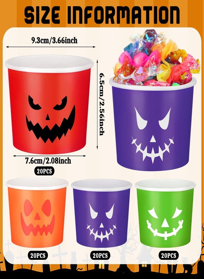 Uiifan 80 Pcs 8 Oz Halloween Disposable Cups Paper Snack Cups Halloween Party Cups Disposable Pumpkin Bowls for Adult Coffee Juice Hot Cold Drinks Candy Snack Party Supplies, 4 Styles - Image 2
